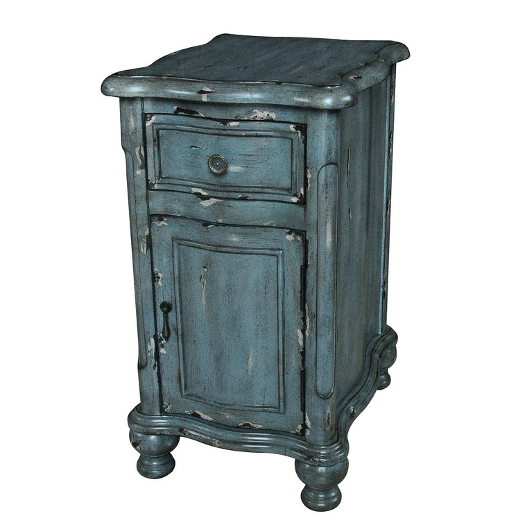 Crestview Harrison Distressed Grey 1 Drawer/1 Door Shaped Chairside Table CVFZR1892