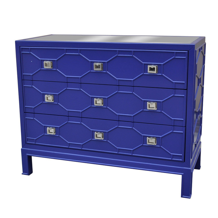 Crestview Blue Crest Wood 2 Three Drawer Chest CVFZZR036