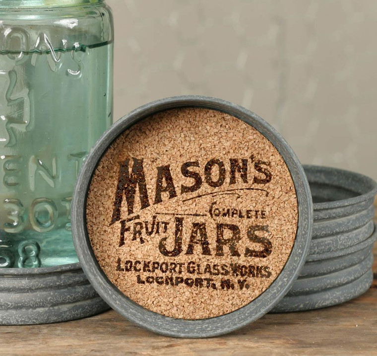 CTW Home Mason Jar Lid Coaster - Mason Jars Logo (Pack Of 4) 370154T