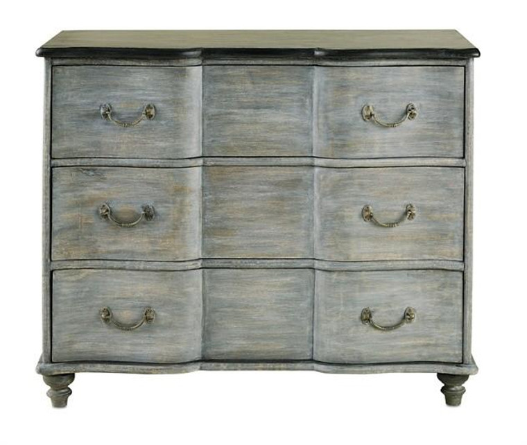 Currey and Company Rectangular Gray Whitmore Chest 3 Drawers 3099