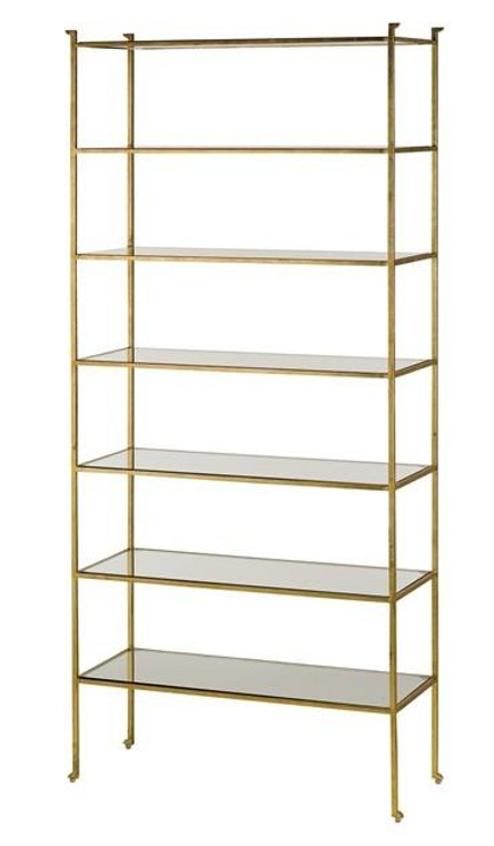 Currey Rectangular Gold Delano 7 Glass Shelves Etagere Tall 4132