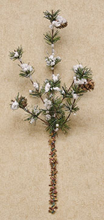 Snowy Brush Pine Pick 14" FISB52375 By CWI Gifts