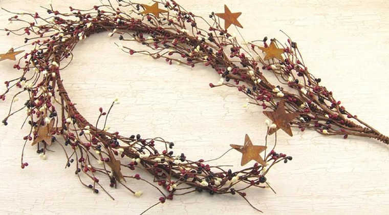 Pip Berry Garland With Stars Country Mix 40" FT2979CM By CWI Gifts