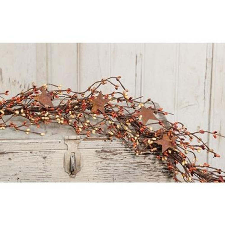 Pip Berry Garland With Stars Pumpkin Spice 40" FT2979PS By CWI Gifts
