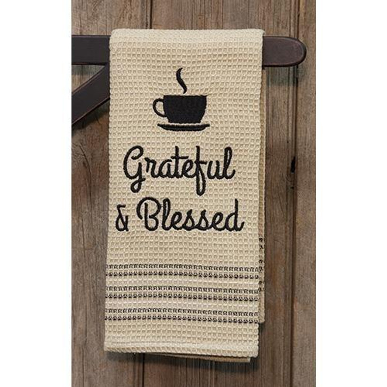 Grateful & Blessed Dish Towel 20X28 G29103 By CWI Gifts