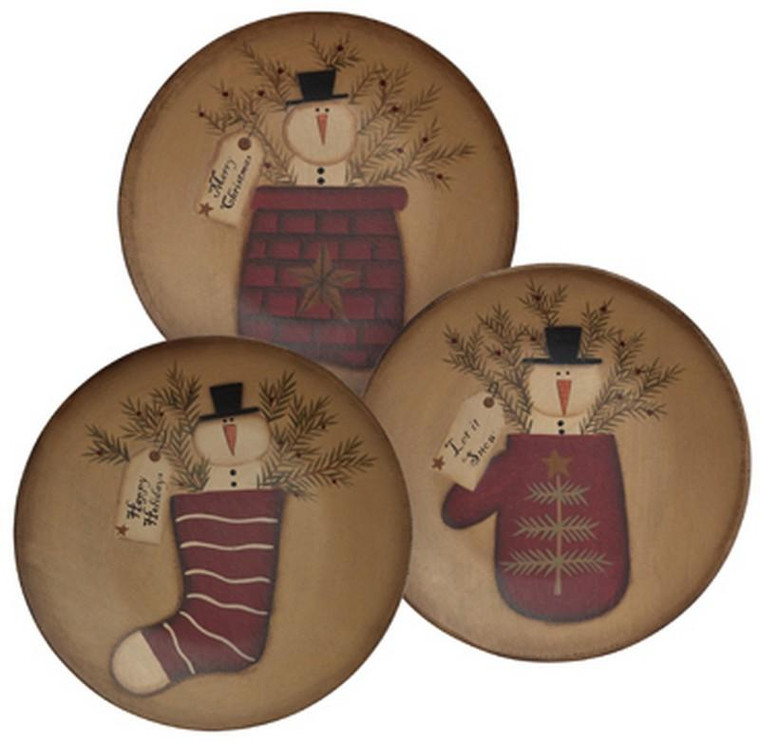 Snowman Pocket Plate 3 Asstd. (Pack Of 3) G31352 By CWI Gifts