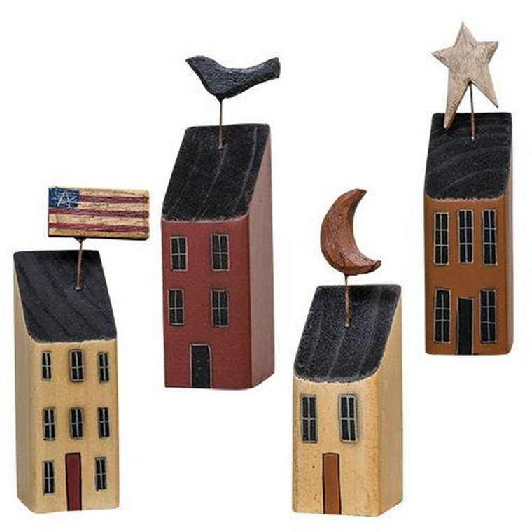 4/Set Little Houses G33091 By CWI Gifts