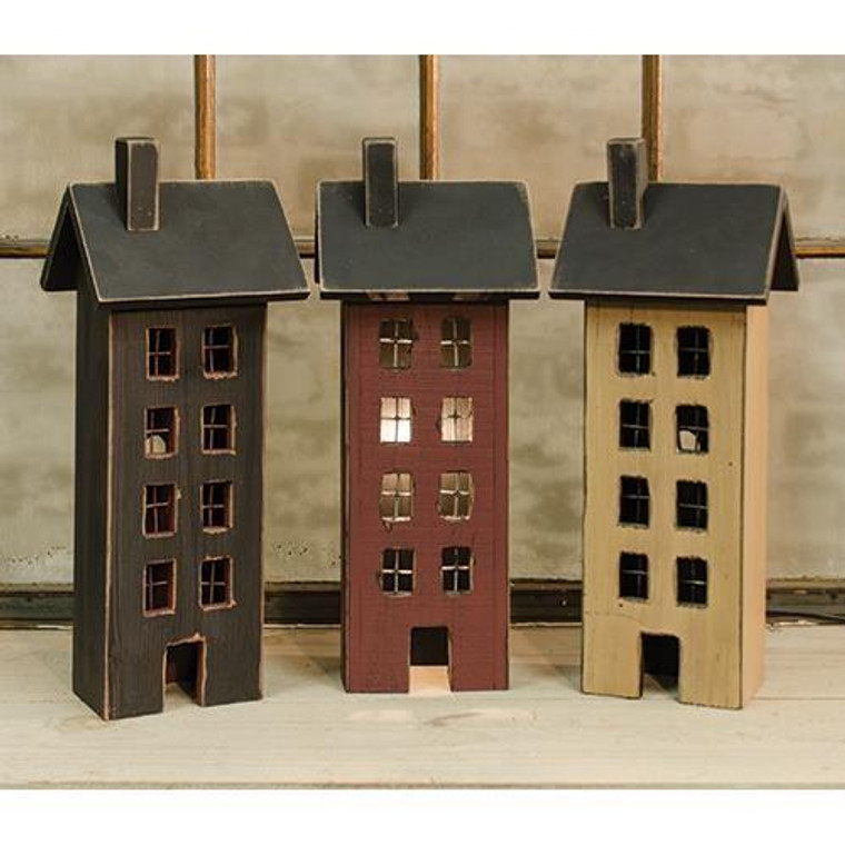 Primitive Saltbox House 3 Asstd. (Pack Of 3) G33462 By CWI Gifts