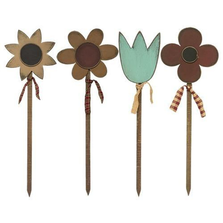 Flower Stake - Assorted. (Pack Of 4) G33817 By CWI Gifts