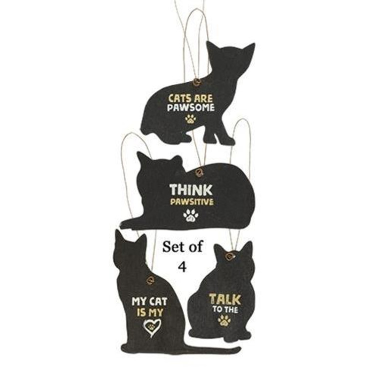 4/Set, Cat Ornaments G34033 By CWI Gifts