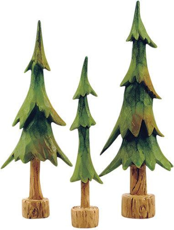 3/Set Resin Pine Trees G82588 By CWI Gifts