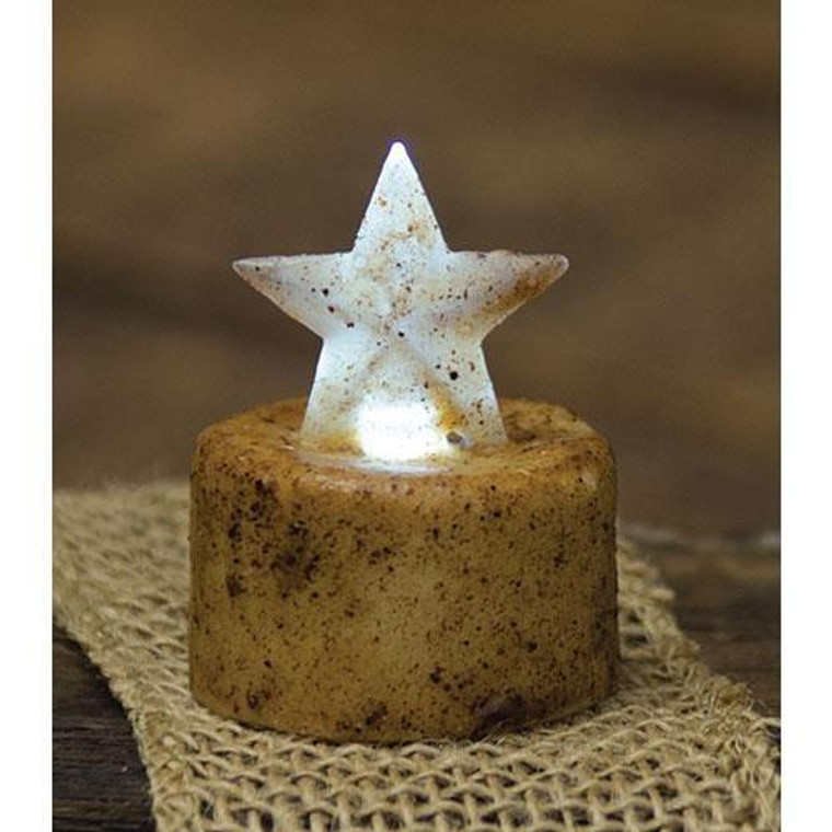 Burnt Ivory Star Timer Tealight G84236 By CWI Gifts