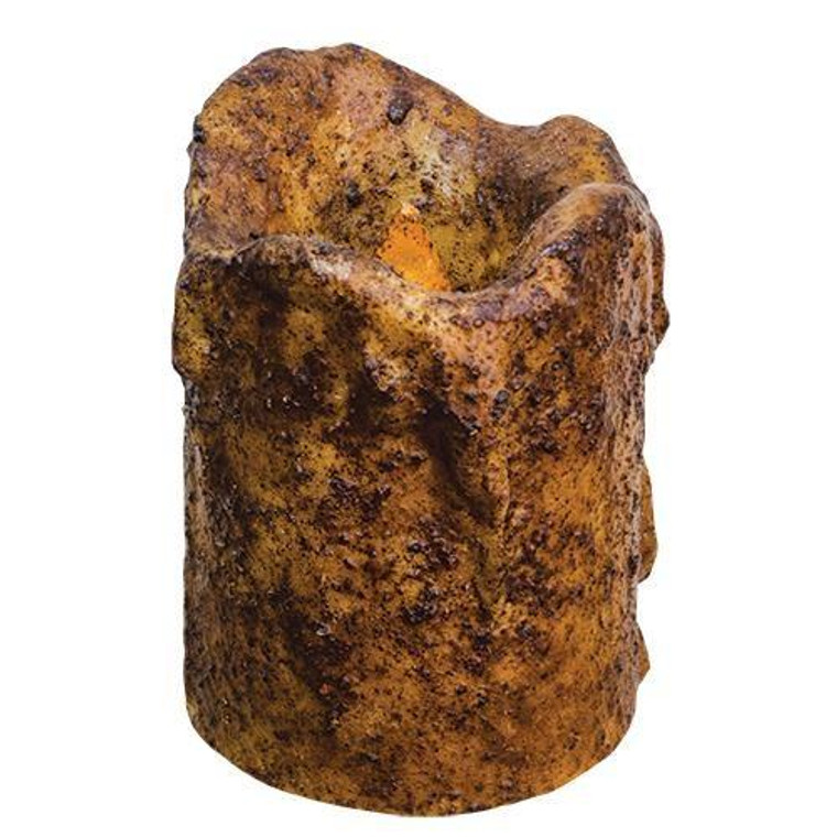 4" Burnt Mustard Dripped Timer Pillar G84384 By CWI Gifts