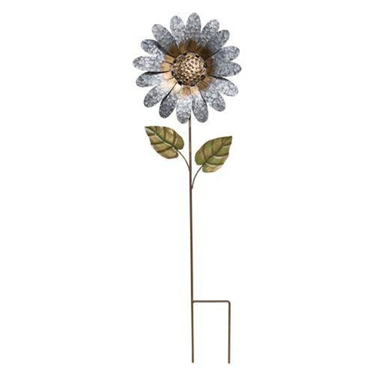 Galvanized Flower Yard Stake G90176 By CWI Gifts