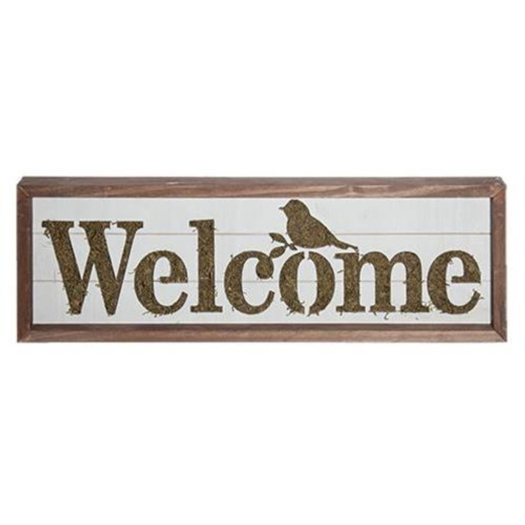 *Welcome Sign W/ Moss Accent G90265 By CWI Gifts