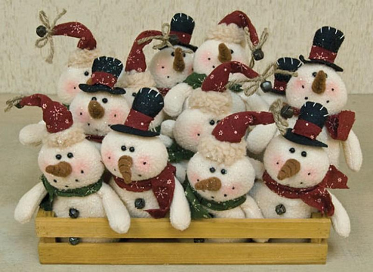 Plush Snowman Ornament 2 Asstd. (Pack Of 2) GAD276 By CWI Gifts