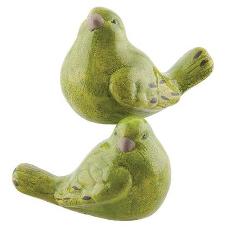 Crackled Green Resin Bird 2 Asstd. (Pack Of 2) GH13088 By CWI Gifts