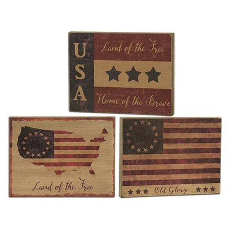 Land Of The Free Block 3 Asstd. (Pack Of 3) GH33889 By CWI Gifts