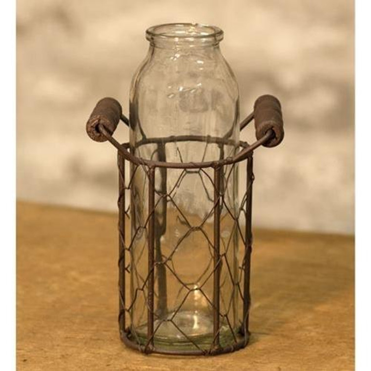 Bottle W/ Wire Basket GQ16283 By CWI Gifts