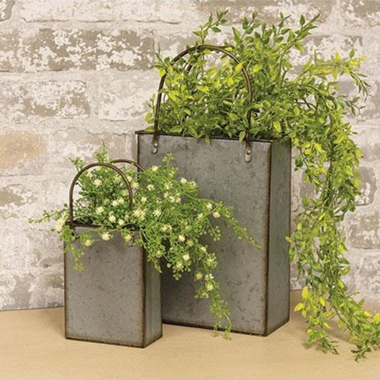 2/Set Galvanized Totes GTMA87168 By CWI Gifts
