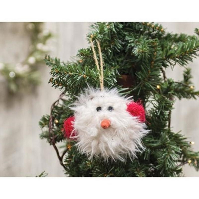 *Furry Snowman W/Earmuffs Ornament GZOE2529 By CWI Gifts