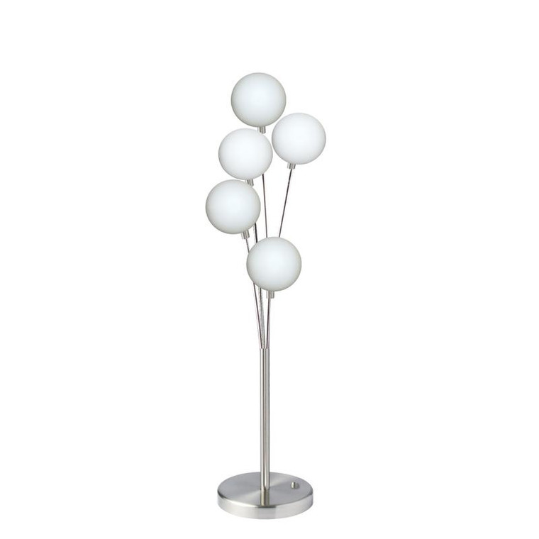 Dainolite 5 Light Incandescent Table Lamp Satin Chrome Finish With White Glass 306T-SC