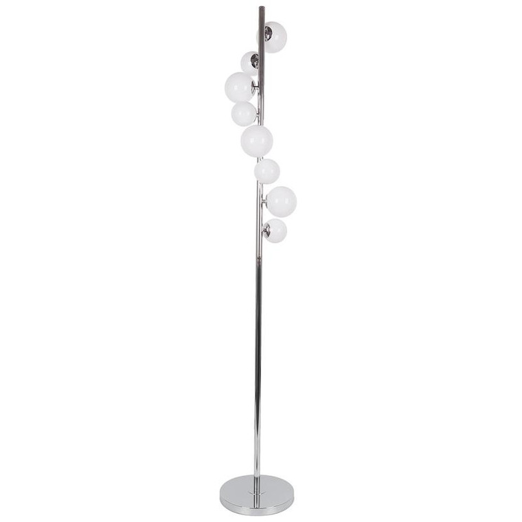 Dainolite 8 Light Halogen Floor Lamp, Polished Chrome Finish With White Glass GLA-638F-PC