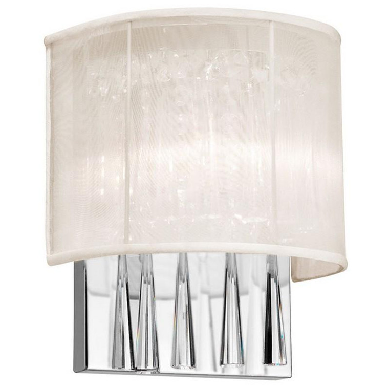 Dainolite 2 Light Crystal Wall Sconce With Oyster Shade JOS72-W-PC-117