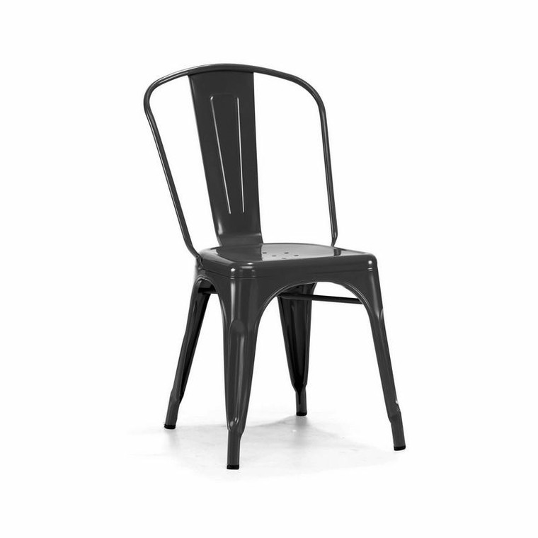 Dreux Tolix Glossy Black Steel Side Chair (Set of 4) LS-9000-BLK