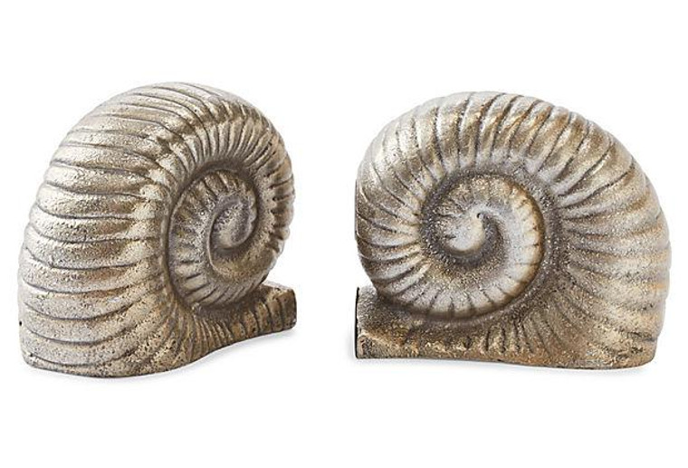 GU787 Nickel Snail Aluminum Bookends (Pack of 2) by Dessau Home