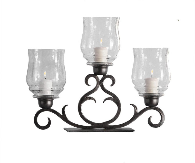 ME2265 Bronze 3 Light Flare Scroll Hurricane (Pack of 2) by Dessau Home