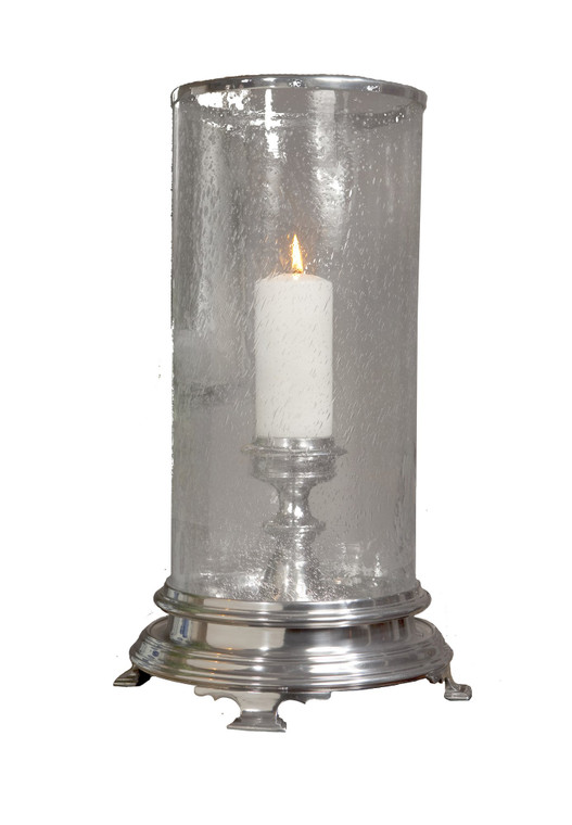NT330 Polished Aluminum Rain Glass Hurricane Candle Holder
