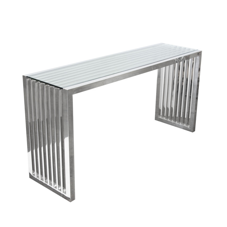 Soho Rectangular Stainless Steel Console Table W/ Clear, Tempered Glass Top SOHOCSST