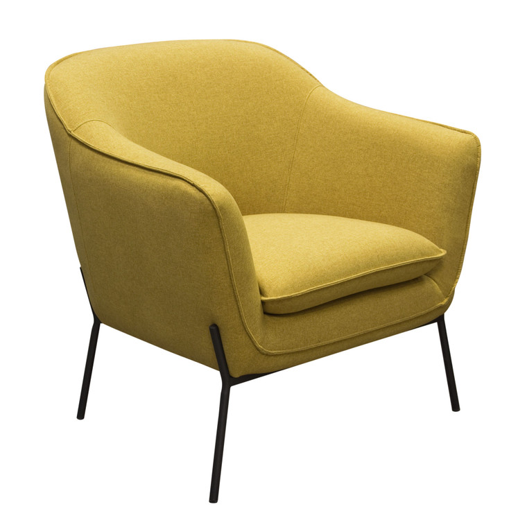 Status Accent Chair In Yellow Fabric With Metal Leg STATUSCHYL