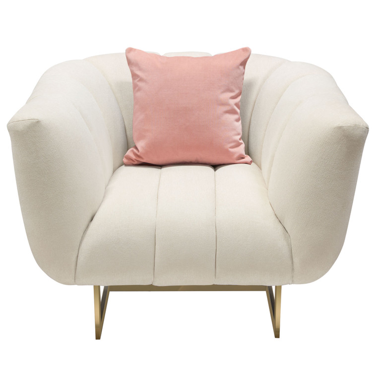 Venus Cream Fabric Sofa & Chair 2Pc Set W/ Contrasting Pillows & Gold Finished Metal Base VENUSSCCM
