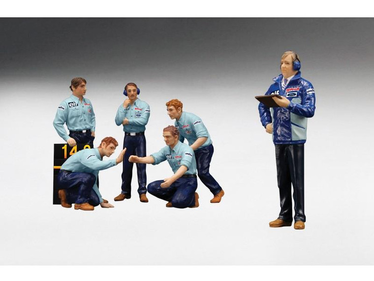 F1 Pit Crew Figures Team Tyrrell 1976 Set of 6pc 1/18 by True Scale Miniatures 12AC12