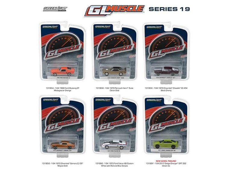 Greenlight Muscle Series 19, 6pc Diecast Car Set 1/64 Diecast Model Car by Greenlight 13190