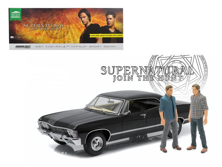 1967 Chevrolet Impala Sport Sedan with Sam and Dean Figures "Supernatural" (TV Series 2005) 1/18 Diecast Model Car by Greenlight 19021