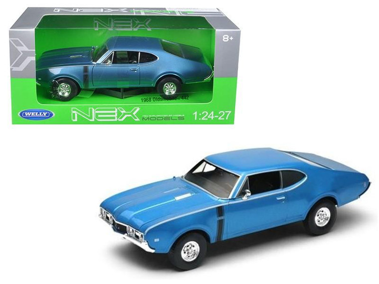 1968 Oldsmobile 442 Blue 1/24 Diecast Model Car By Welly (Pack Of 2) 24024BL