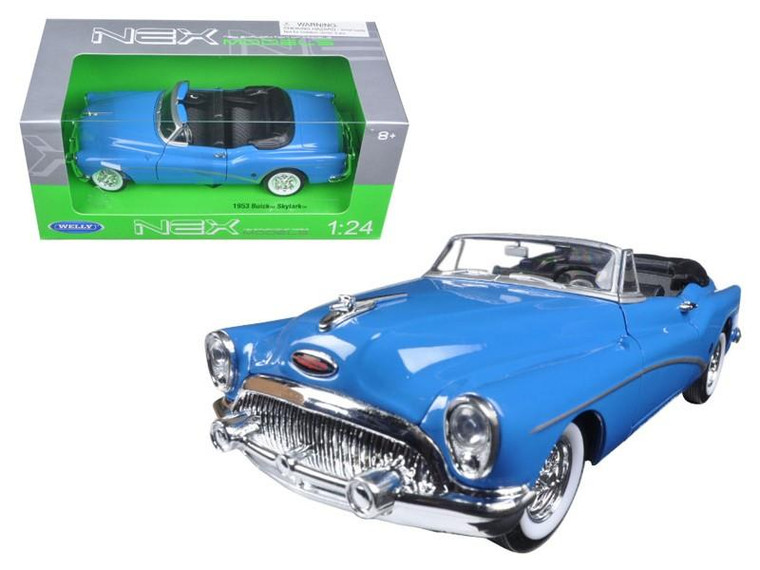 1953 Buick Skylark Convertible Blue 1/24 Diecast Model Car By Welly (Pack Of 2) 24027C-BL