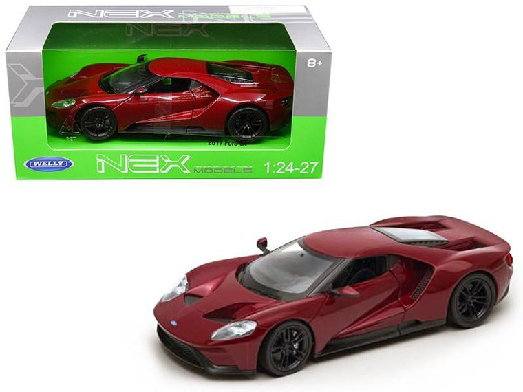 2017 Ford Gt Red 1/24 - 1/27 Diecast Model Car By Welly (Pack Of 2) 24082R