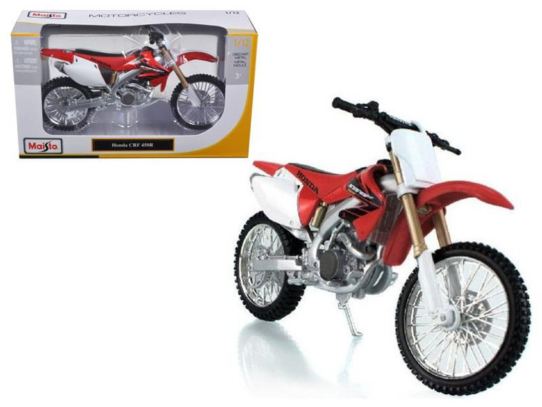 Honda Crf 450R White/Red Motorcycle 1/12 Diecast Model By Maisto (Pack Of 2) 31104r/w