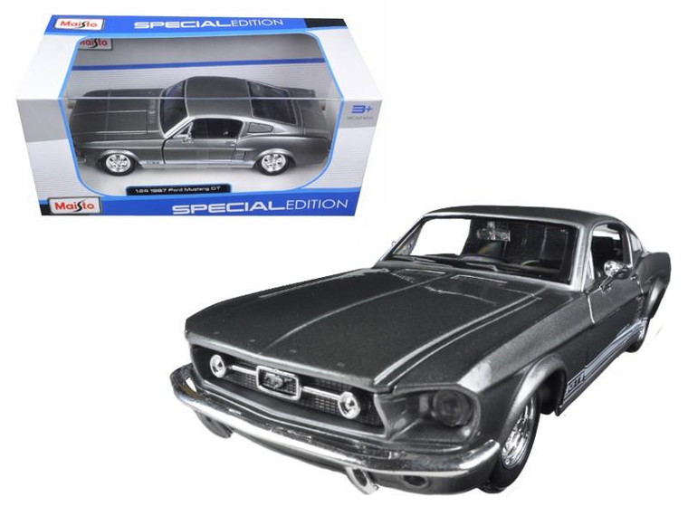 1967 Ford Mustang Gt Grey 1/24 Diecast Model Car By Maisto (Pack Of 2) 31260GRY