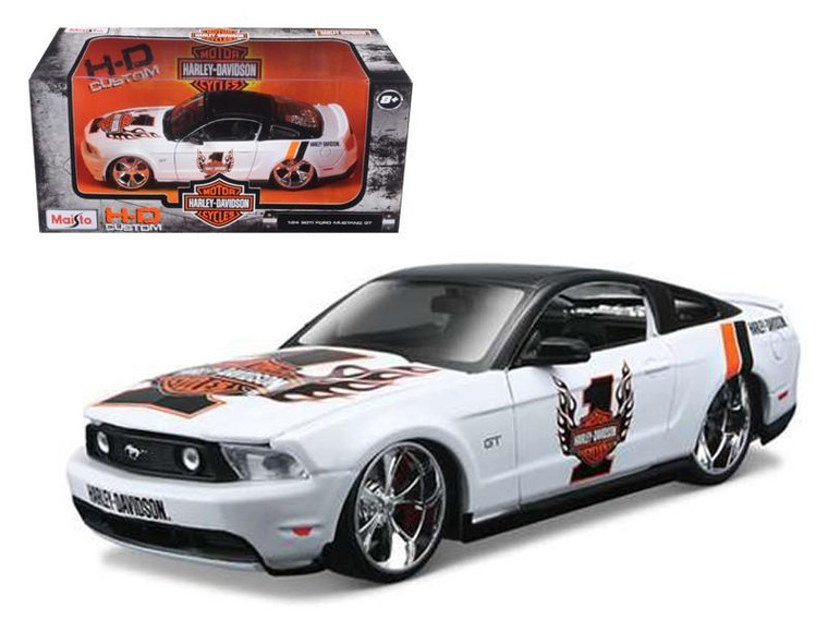 2011 Ford Mustang GT White #1 Harley Davidson 1/24 Diecast Model Car by Maisto 32170w