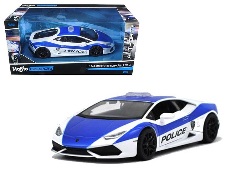 Lamborghini Huracan LP610-4 Police White and Blue 1/24 Diecast Model Car by Maisto 32513