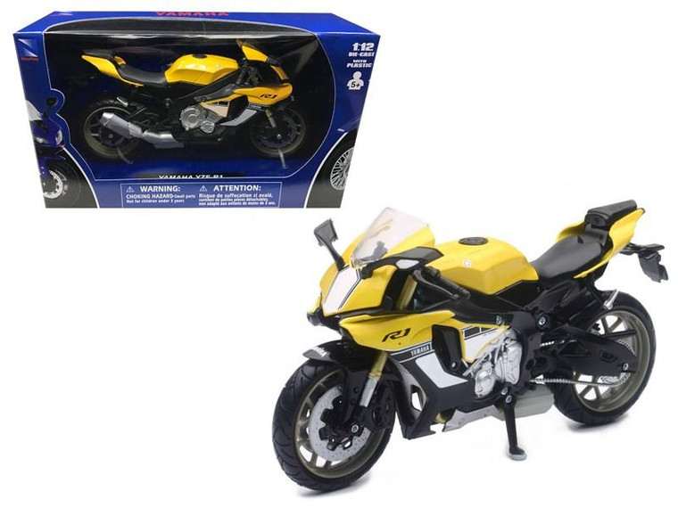 2016 Yamaha Yzf-R1 Yellow Motorcycle Model 1/12 By New Ray (Pack Of 2) 57803B
