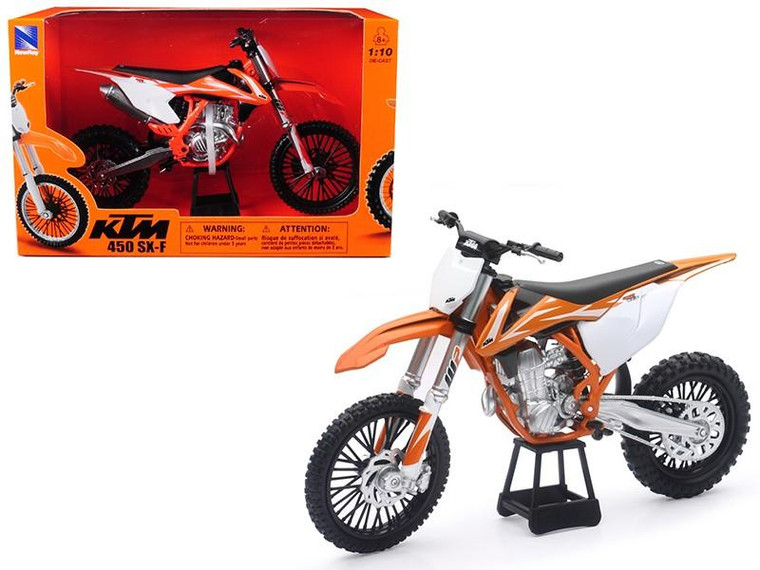 KTM 450 SX-F Dirt Bike Orange and White Motorcycle Model 1/10 by New Ray 57943