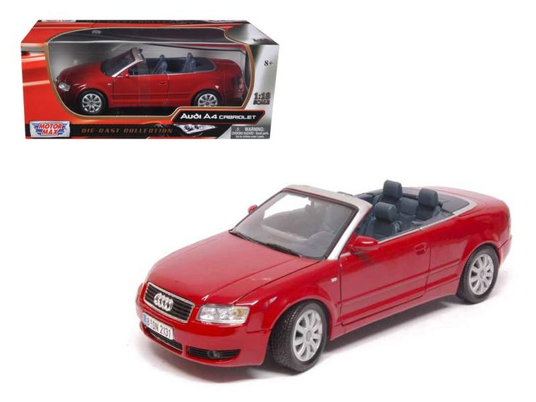 Audi A4 Red Convertible 1/18 Diecast Model Car by Motormax 73148r
