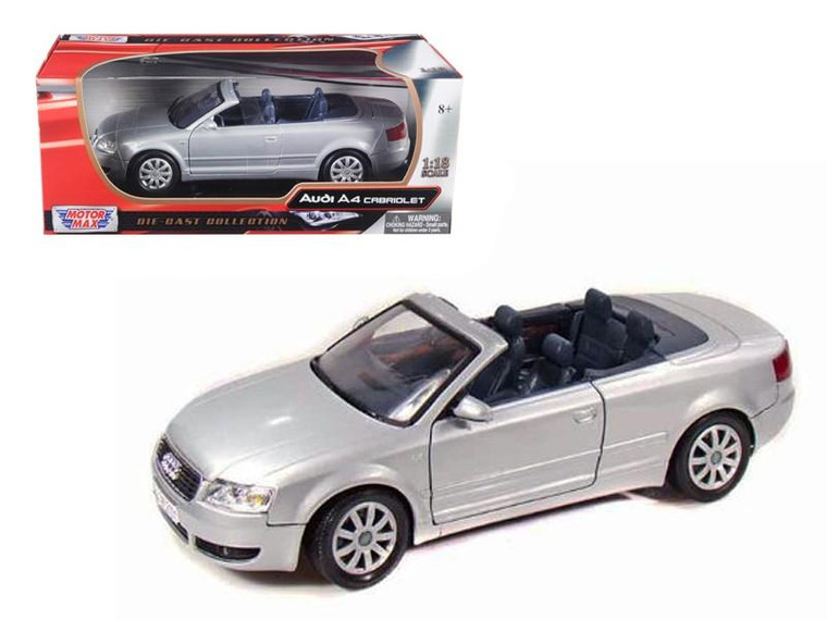 2004 Audi A4 Convertible Silver 1/18 Diecast Model Car by Motormax 73148s