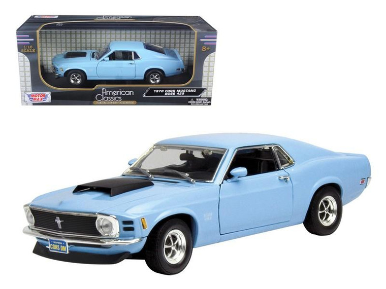 1970 Ford Mustang Boss 429 Light Blue 1/18 Diecast Model Car by Motormax 73154bl